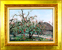 佐藤あつ子　リンゴの木と民家