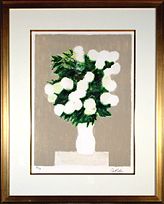 カトラン　白の花瓶と花