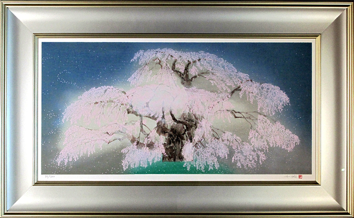 中島千波「瀧桜 木版画」作品を卸価格で販売しています！