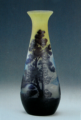 エミール　ガレ　山水風景文花瓶