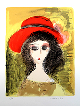 織田広喜　赤い帽子の女性