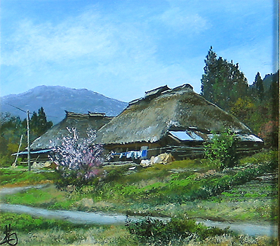 リトグラフ　版画　林喜一郎　150/95 伝統的な日本の家屋 95/150 リトグラフ 版画 林喜一郎 150/95 伝統的な日本の家屋 95/150